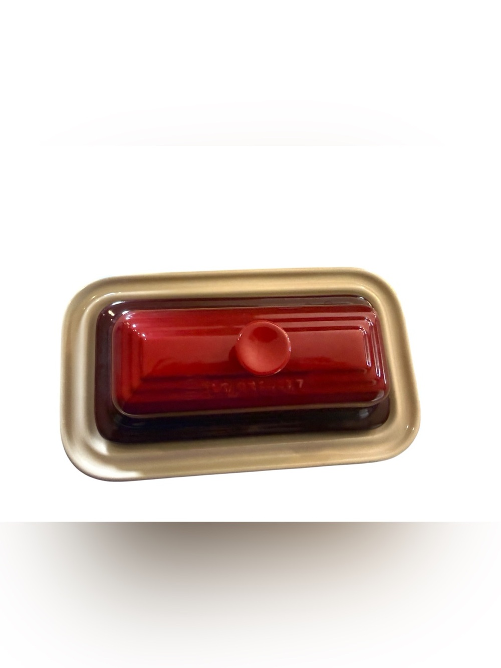 Le Creuset Cerise Red Stoneware Butter Dish